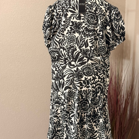 Lauren Ralph Lauren Womens Dress Black & Ivory Short Sleeve Size 18 - Picture 2 of 7